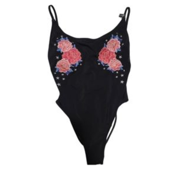 VS PINK Black Floral One Piece - Picture 1 of 3
